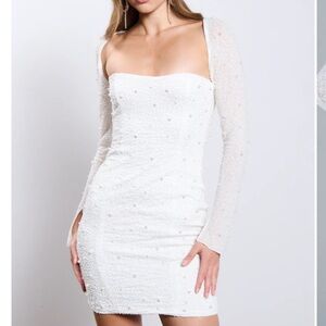 Look Expensive Long Sleeve Embellished Mini Dress